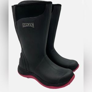 RANGER Women's Black PIKE ZIP Waterproof Rain Boots Size 6